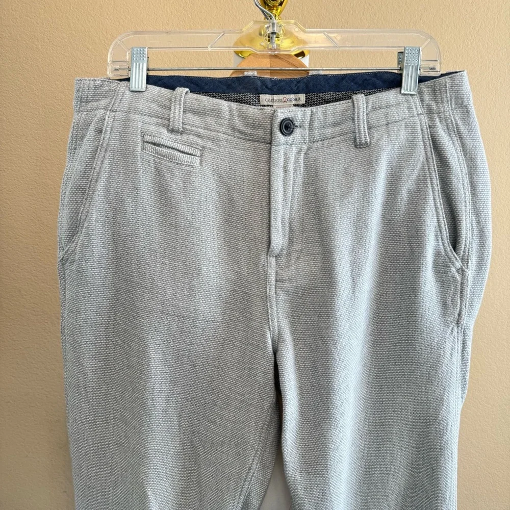 Carbon 2 Cobalt Pants Men 30x29 Gray Textured Cotton Tweed Trousers Slacks Chino